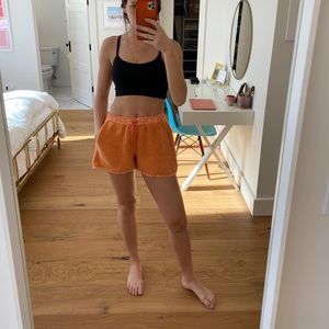 Outdoor Voices MegaFleece Shorts, Orange